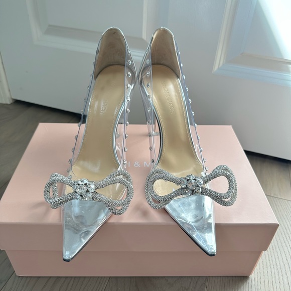 Mach Mach Double Bow PVC Clear Pumps Heels - Picture 5 of 10
